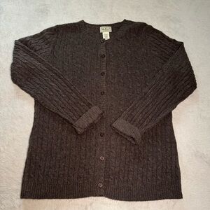 🔥LL Bean Lambs Wool Blenable Knit Cardigan Women’s Medium Brown Button Up